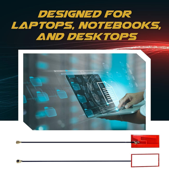 WiFi Antenna for PC, Laptop, Desktop & Motherboard | 2.4GHz/5GHz/6GHz | 4th Generation U.FL (Compatible with MHF4 and IPEX4) Connectors on M2 Wi-Fi Cards | 2-Pack 10cm (4in)