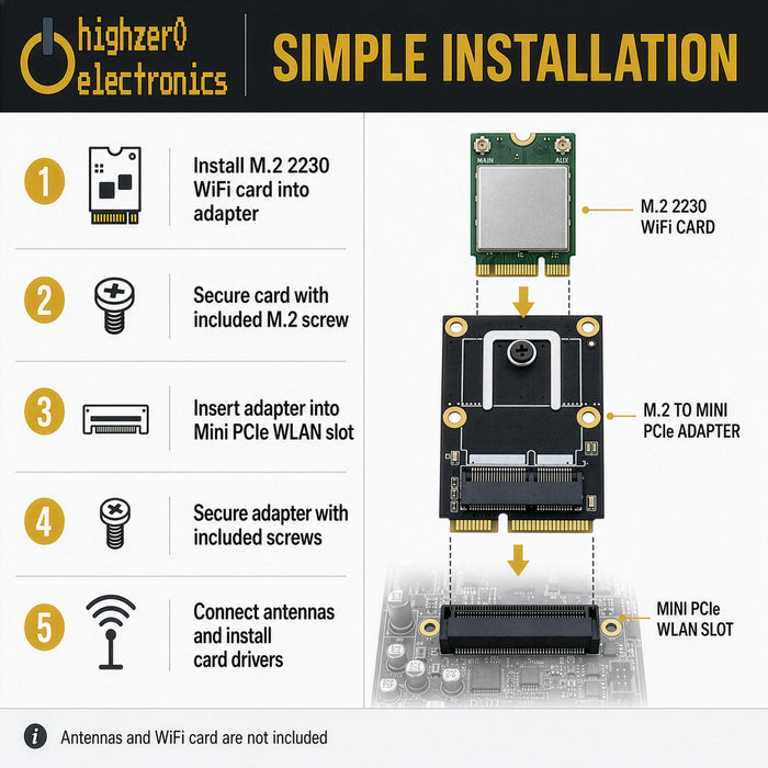 Mini PCIe to M.2 Key E Adapter for 2230 WiFi Cards | PC WiFi Card Upgrade