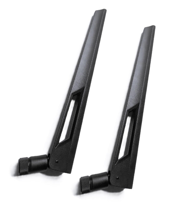 Black and Black 10dBi Dual Band Signal Booster Wi-Fi Antennas (2.4GHz/5GHz-5.8GHz) with SMA Male Connector for Wireless Camera, Router, Hotspot - 2 Pack