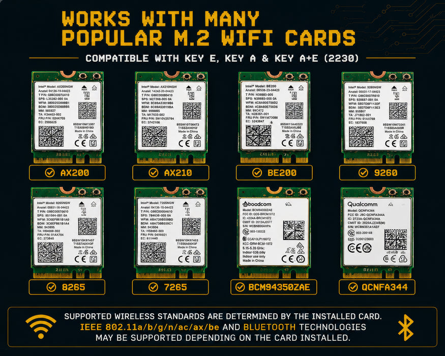 M.2 NGFF WiFi Card to PCIe Adapter | Key E Key A and A+E for Desktop PCs