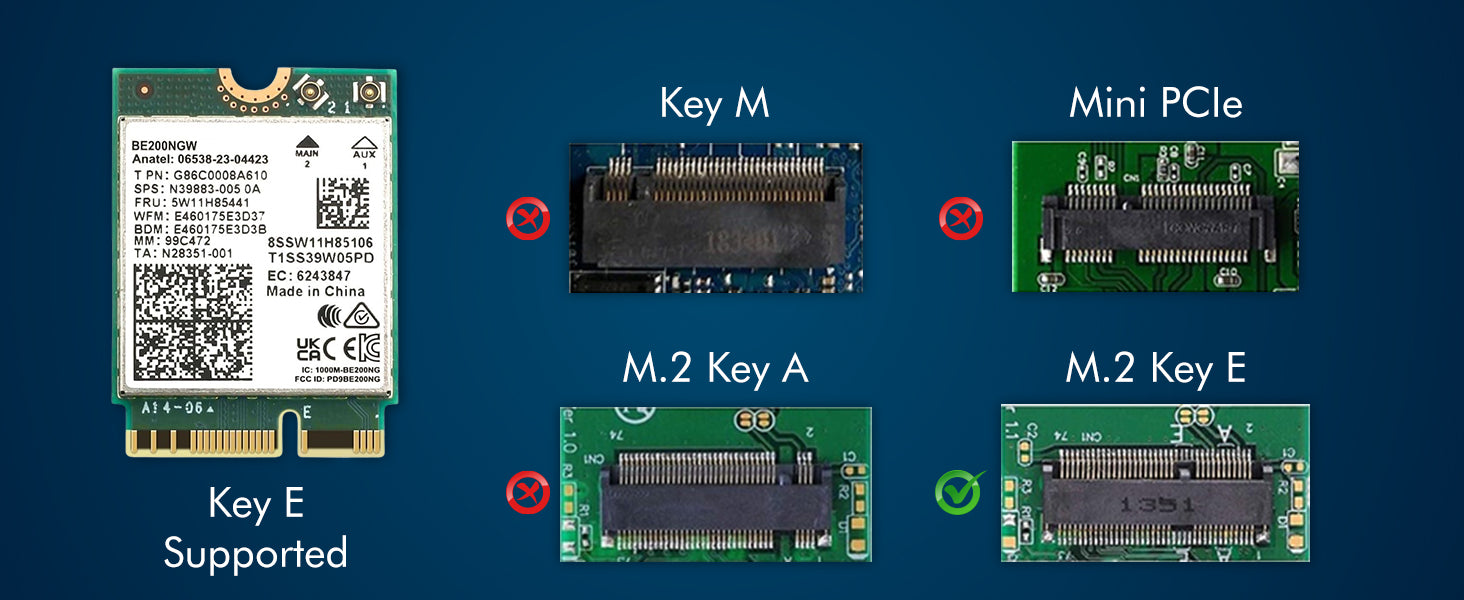 HighZer0 Electronics BE200 WiFi 7 Card | M.2 PCIe WiFi Card | Tri-Band 2.4/5/6 GHz | Up to 5.8 Gbps | Gaming WiFi Card for PC | Supports Bluetooth 5.4 & Intel PCs with Windows 10/11 | BE200NGW