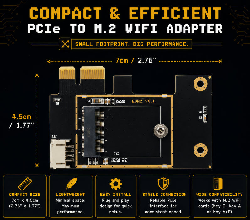 M.2 NGFF WiFi Card to PCIe Adapter | Key E Key A and A+E for Desktop PCs