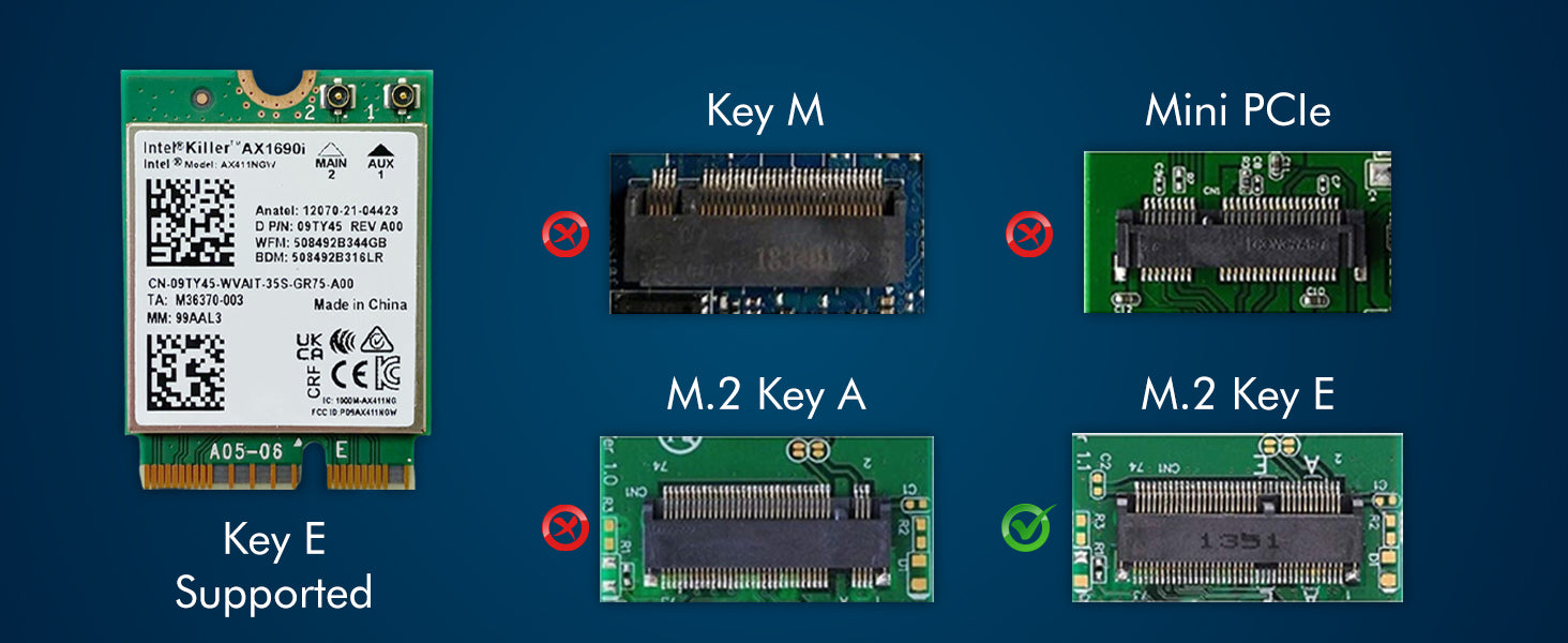 Killer Series für Intel AX1690i WiFi 6E Gaming-Adapter-Upgrade | CNVio2 M.2 WiFi-Karte | High-Speed ​​3,0 Gbps WiFi für PC | Bluetooth 5.3-Unterstützung | Unterstützt Intel-CPUs ab der 12. Generation