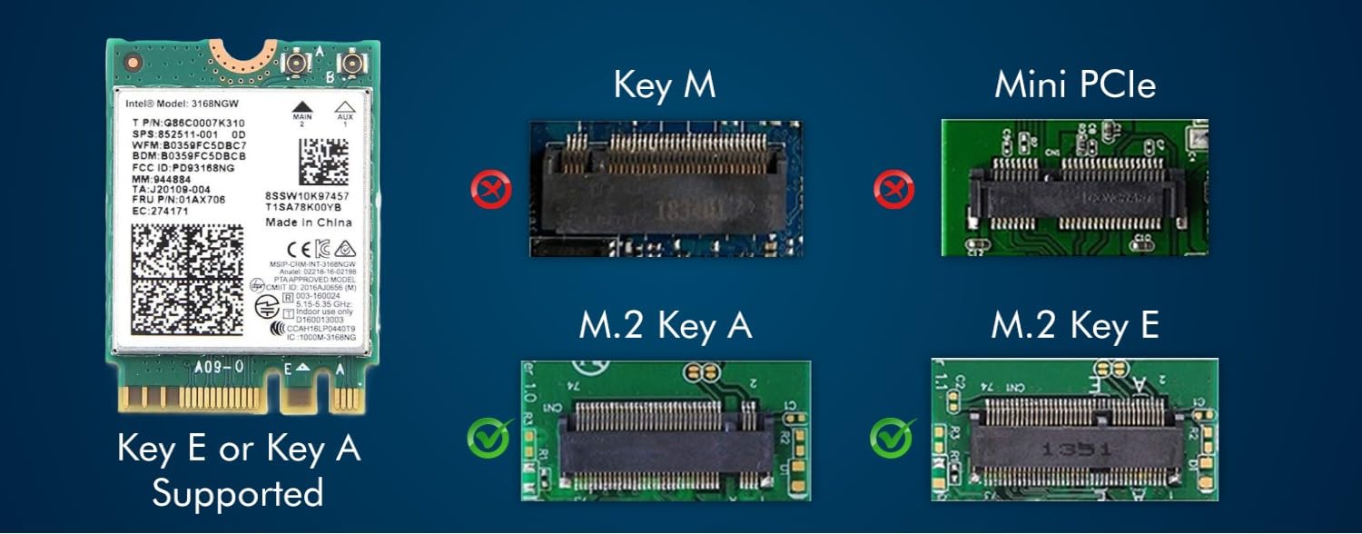 HighZer0 Electronics Wireless-AC 3168 Legacy Wi-Fi Adapter | 433Mbps WiFi with Bluetooth 4.2 | 2.4GHz & 5GHz Network Card | Supports Intel AMD Linux & Windows | 3168NGW Wireless Adapter