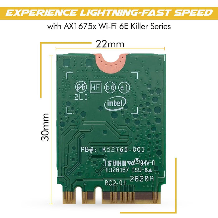 HighZer0 Electronics AX1675x Killer Series Verbesserter WiFi 6E Adapter | Gaming WiFi Adapter | M.2 WiFi Karte | 2,4 Gbps WiFi für PC | Unterstützt Bluetooth 5.3 &amp; Intel, AMD mit Windows 10+, Linux