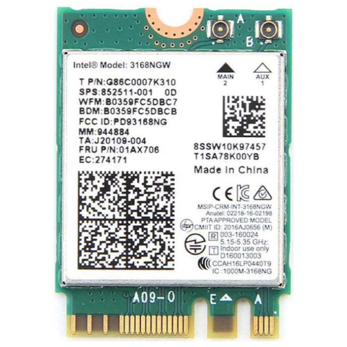 Legacy M.2 Wi-Fi Adapter for Intel 3168 Wireless-AC | 433Mbps WiFi with Bluetooth 4.2 | 2.4GHz & 5GHz Network Card | Works with Intel, AMD, Linux & Windows | 3168NGW Wireless Adapter