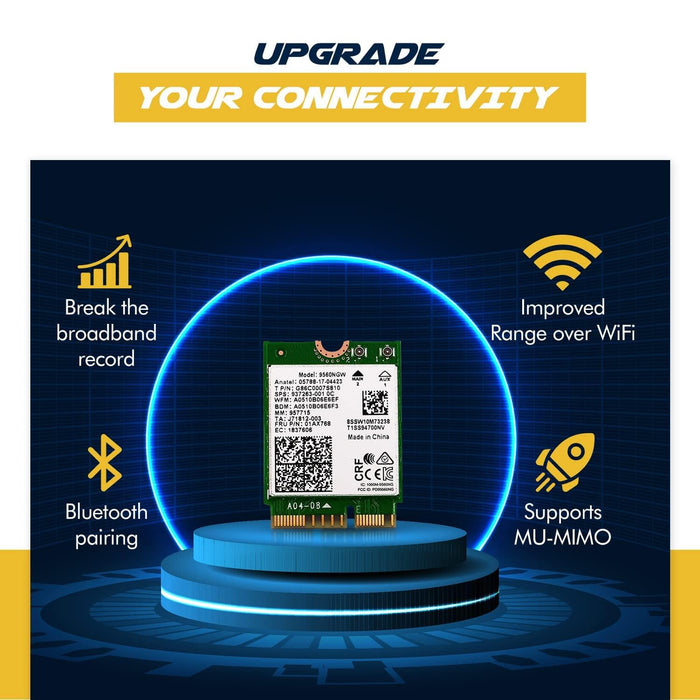 HighZer0 Electronics AC 9560 CNVio Legacy WiFi-Adapter für PC | WiFi 5 Dual Band 802.11ac | Bis zu 1,73 Gbit/s | Unterstützt Bluetooth 5.1 Windows und Linux | Erfordert Intel-CPU der 8.-9. Generation | 9560NGW