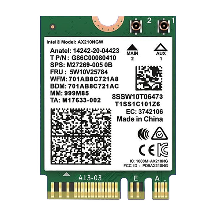 AX210NGW WiFi Card,WiFi 6E M.2 Laptop Wireless Card,Bluetooth 5.3 5400Mbps Tri-Band Wireless Module Internal Network Adapter for Laptop,Ultra-Low Latency,Support Windows 10/11