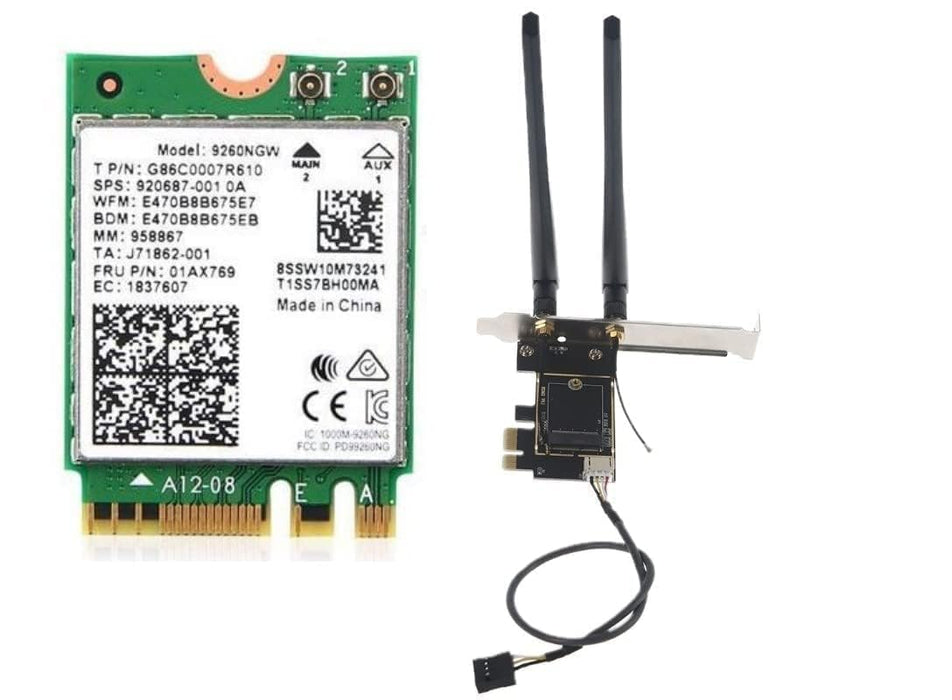 Kit Wi-Fi de escritorio AC9260 | PCIe x4 | 1,73 Gbps | Soporte Bluetooth 5.1 | Wi-Fi 5 Inalámbrico-AC No vPro 9260NGW