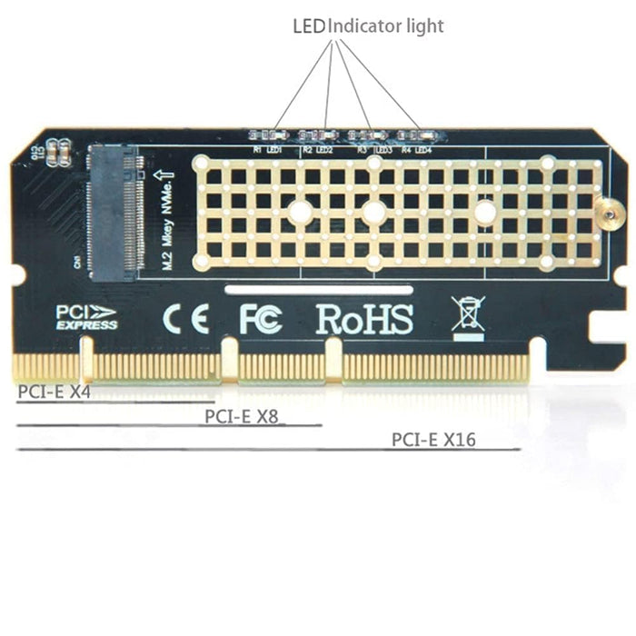 M.2 SSD PCIE Adapter Aluminium Legierung Shell LED Expansion Karte Computer Adapter Interface M.2 NVMe SSD NGFF Zu PCIE 3,0 X16 Aufstieg