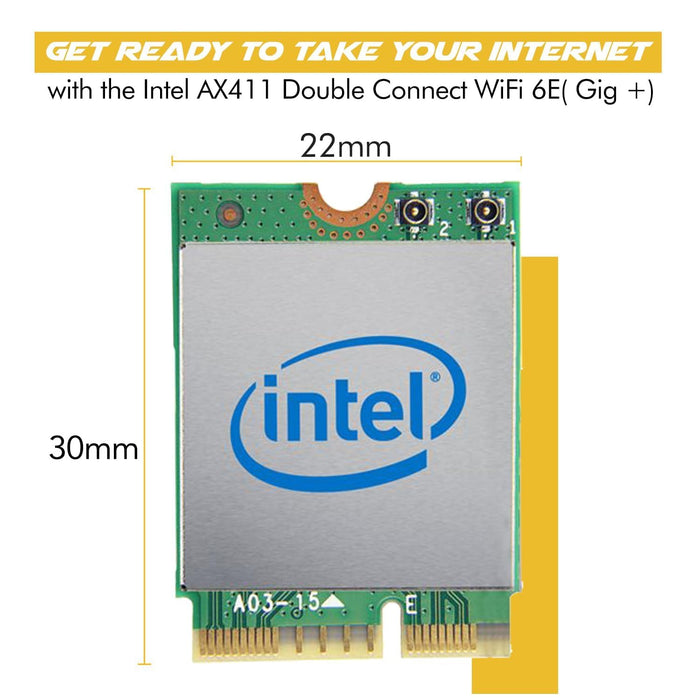 WiFi 6E Adapter for Intel AX411 | Tri-Band Wireless | Up to 3.0 Gbps | CNVio2 M.2 Format for PCs | Bluetooth 5.3 Support | For Intel 12th Gen and Newer CPUs, Windows 10/11, Linux | AX411NGW