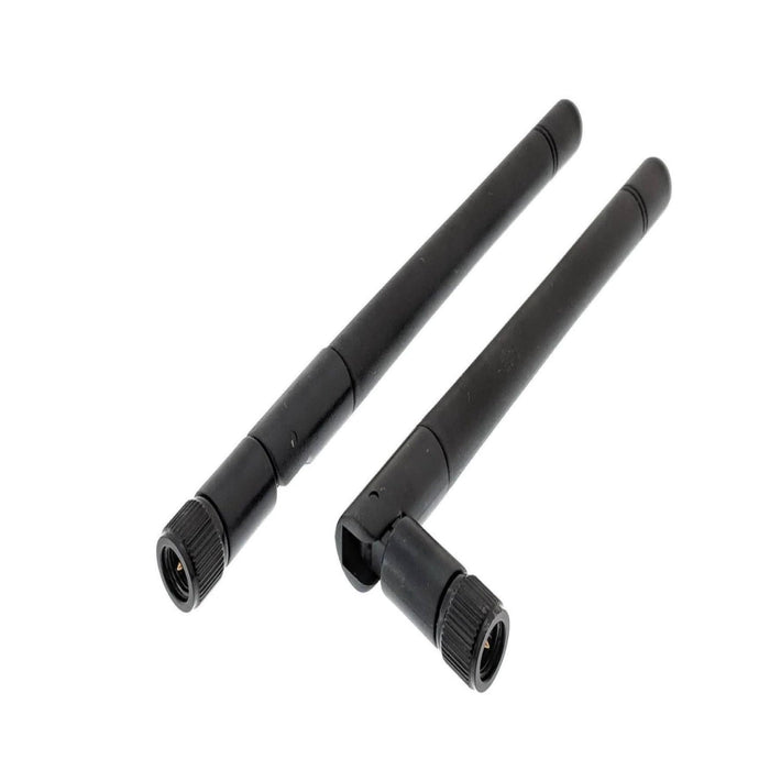 Black 3dBi Dual Band Signal Booster Mini Wi-Fi Antennas (2.4GHz/5GHz-5.8GHz) with SMA Male Connector for Wireless Camera, Router, Hotspot - 2 Pack