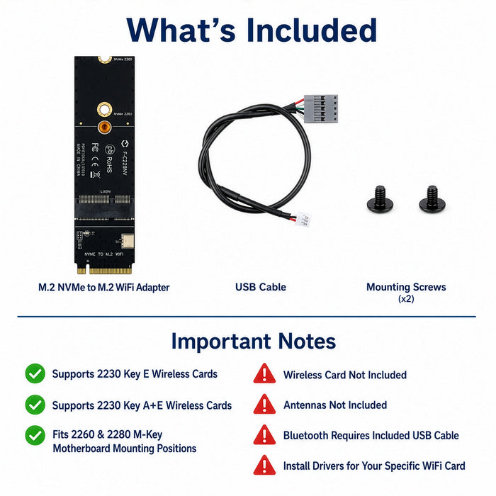M.2 M-Key auf A + E Key NGFF Slot WLAN-Netzwerkkarte M.2 NGFF PCI Express auf E Key Karte M-Key auf AE Key M.2 WLAN-Adapter