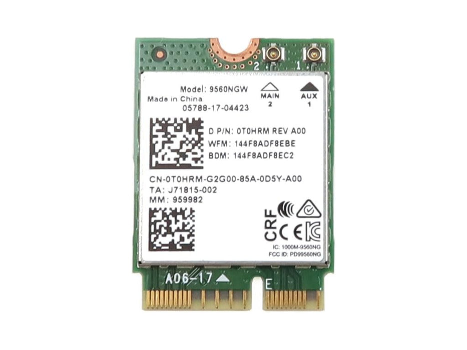 9560NGW Wireless-AC 9560 Dual Band M.2 CNVio 2230 802.11ac WLAN 1,73 Gbps Bluetooth 5.1 WiFi-Karte T0HRM 0T0HRM CN-0T0HRM kompatibles Ersatzteil für Intel-kompatible und Laptop-Systeme