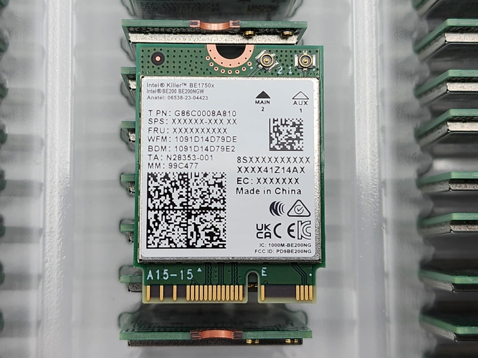 Intel Killer BE200 1750x & BT 5.4 Wi-Fi 7 Card with M.2. pcie Key E Interface for Intel Processors Single Pack. Ultra Low Latency Ideal for Gaming.