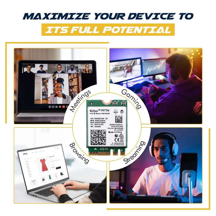 HighZer0 Electronics AX1675x Killer Series Verbesserter WiFi 6E Adapter | Gaming WiFi Adapter | M.2 WiFi Karte | 2,4 Gbps WiFi für PC | Unterstützt Bluetooth 5.3 &amp; Intel, AMD mit Windows 10+, Linux