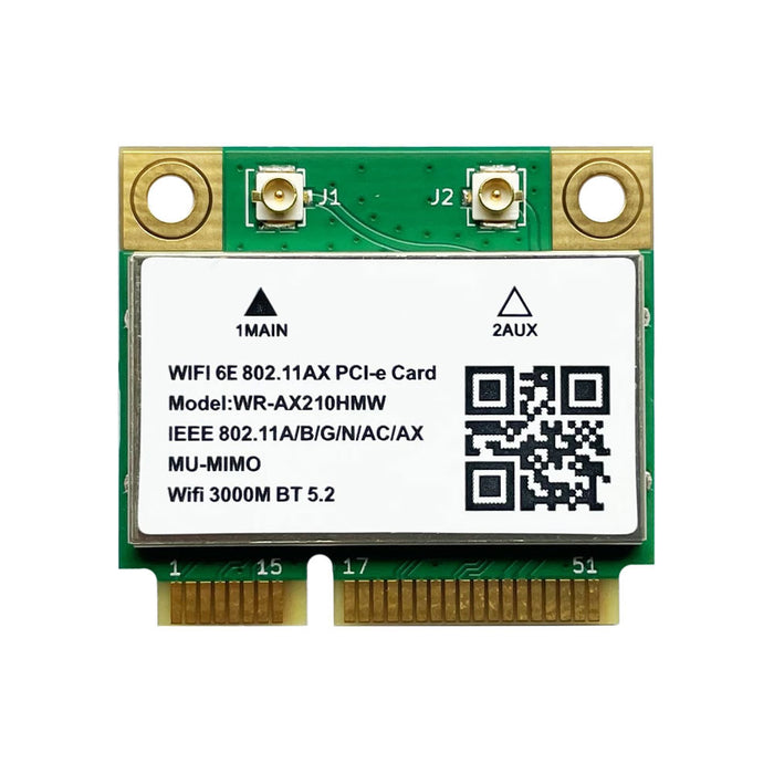 Mini-PCIe Wi-Fi Card for Intel AX210 | Half Mini PCIe Network Card | 2.4 Gbp with Bluetooth 5.3 Support | HMC WLAN Replacement Part AX210.HMWG Wi-Fi Card AX210HMW