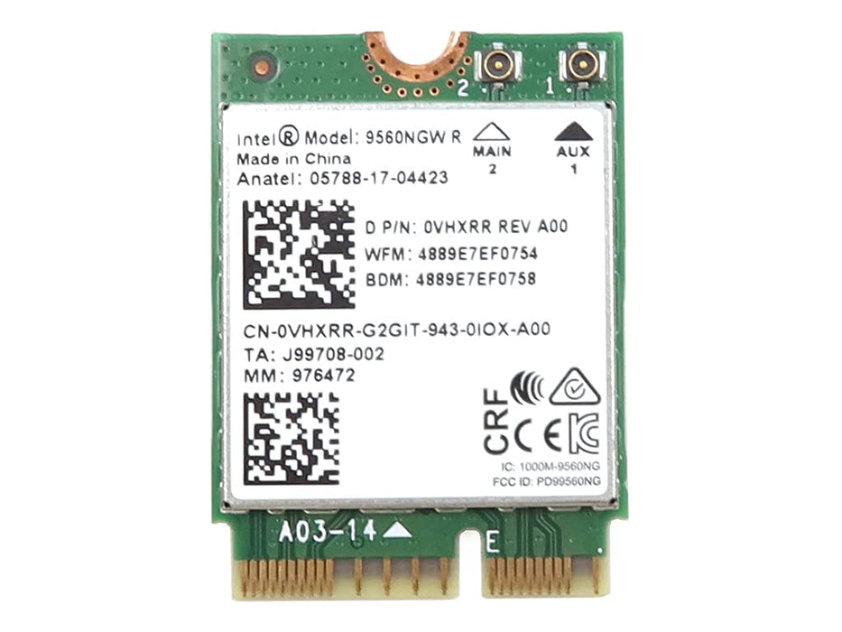 9560NGW R Wireless-AC 9560 PCI-Express M.2 2230 802.11ac WLAN Bluetooth 5.1 WiFi Card VHXRR 0VHXRR CN-0VHXRR Compatible Replacement Spare Part for Intel Compatible and Laptop Systems