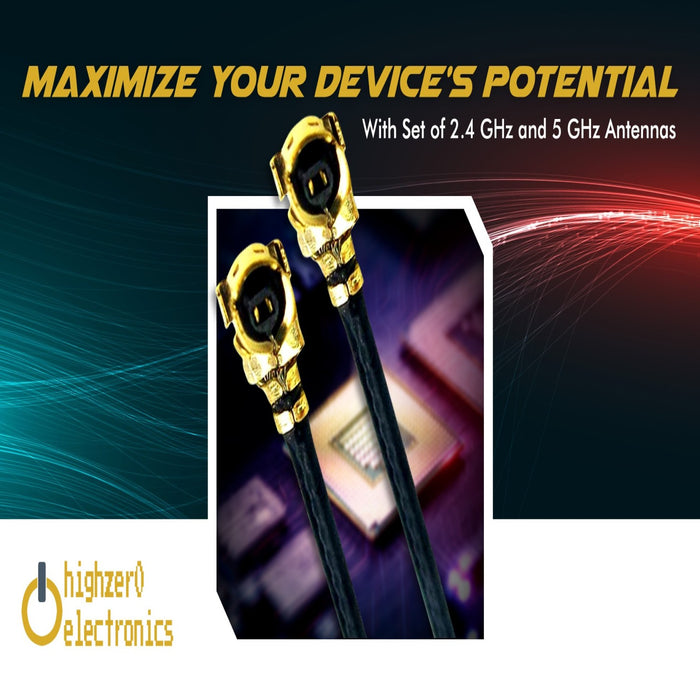 Internal Laptop WiFi Antenna for PC, Notebook, Desktop & Motherboard | 2.4GHz/5GHz/6GHz | 4th Generation U.FL (Compatible with MHF4) Connectors on M2 Wi-Fi Cards | 2-Pack