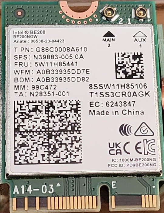 Intel 282726 Nt Be200.ngwg.nv Intel Wi-fi 7 Be200 2230 2x2 Be+bt No Vpro Retail