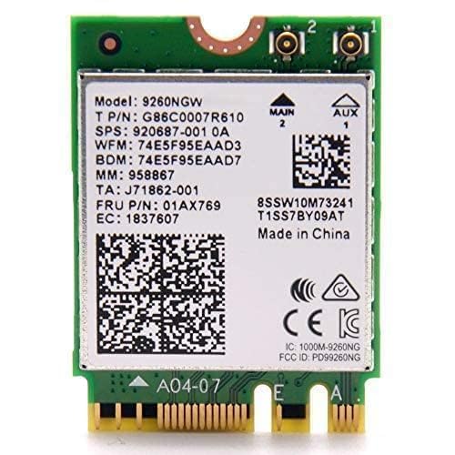 Legacy M.2 WiFi Card for Intel AC 9260 with Bluetooth 5.1 | Up to 1.73Gbps, MU-MIMO, WiFi 5 | Works with Intel, AMD, Linux & Windows 10/11 | No vPro | Model 9260NGW WiFi Adapter