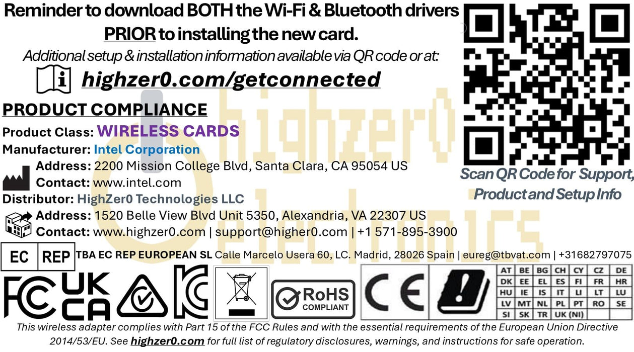 HighZer0 Electronics Wireless-AC 7260 Half Mini PCIe Network Card | 867 Mbps with Bluetooth 4.0 Support | HMC WLAN Replacement Part 7260.HMWG Wi-Fi Card 7260HMW