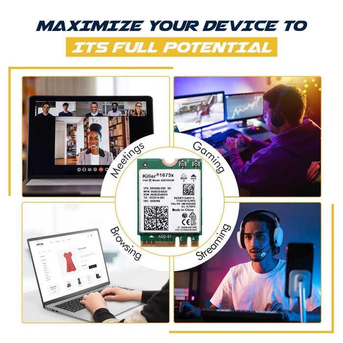 HighZer0 Electronics AX1675x Killer Series Upgraded WiFi 6E Adapter | Gaming WiFi Adapter | M.2 Wifi Card | 2.4 Gbps WiFi for PC | Supports Bluetooth 5.3 & Intel, AMD with Windows 10+, Linux