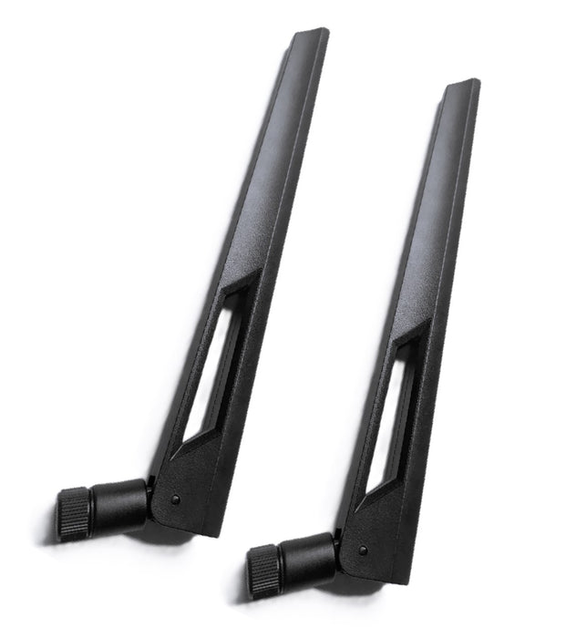 Black and Black 10dBi Dual Band Signal Booster Wi-Fi Antennas (2.4GHz/5GHz-5.8GHz) with SMA Male Connector for Wireless Camera, Router, Hotspot - 2 Pack