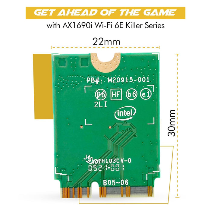 HighZer0 Electronics AX1690i Killer Series Verbesserter WiFi 6E Adapter | Gaming WiFi Adapter | CNVio2 M.2 WiFi Karte | 3,0 Gbps WiFi für PC | Bluetooth 5.3 Unterstützung | Erfordert Intel 12th+ Gen CPU