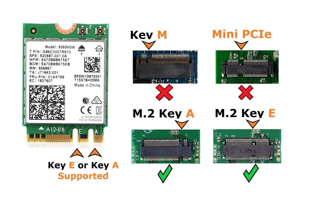 Diseñado para la tarjeta WiFi heredada Intel M.2 AC 9260 con Bluetooth 5.1 | Hasta 1,73 Gbps, MU-MIMO, WiFi 5 | Funciona con Intel, AMD, Linux y Windows 10/11 | No vPro | Adaptador WiFi modelo 9260NGW