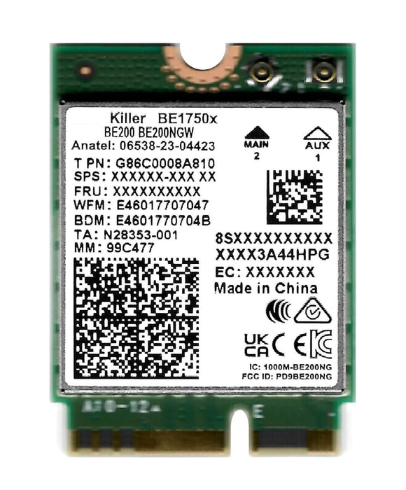 WiFi 7 Killer Series für Intel BE1750x Verbesserte BE200 Wi-Fi 7-Karte | Gaming-WiFi-Adapter | M.2 PCIe-WiFi-Karte | 5,8 Gbit/s 320 MHz 4K QAM | Unterstützt Bluetooth 5.4 und Intel-PC mit Windows 10/11