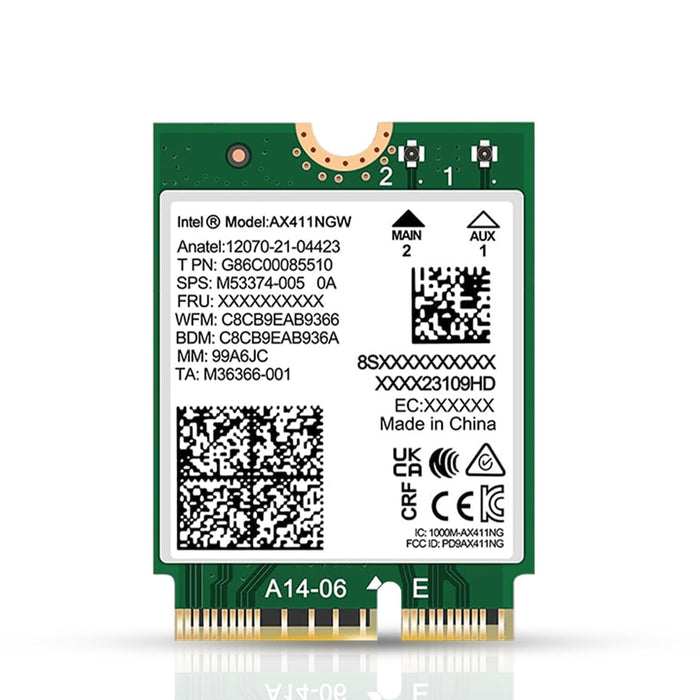 WiFi 6E Adapter for Intel AX411 | Tri-Band Wireless | Up to 3.0 Gbps | CNVio2 M.2 Format for PCs | Bluetooth 5.3 Support | For Intel 12th Gen and Newer CPUs, Windows 10/11, Linux | AX411NGW
