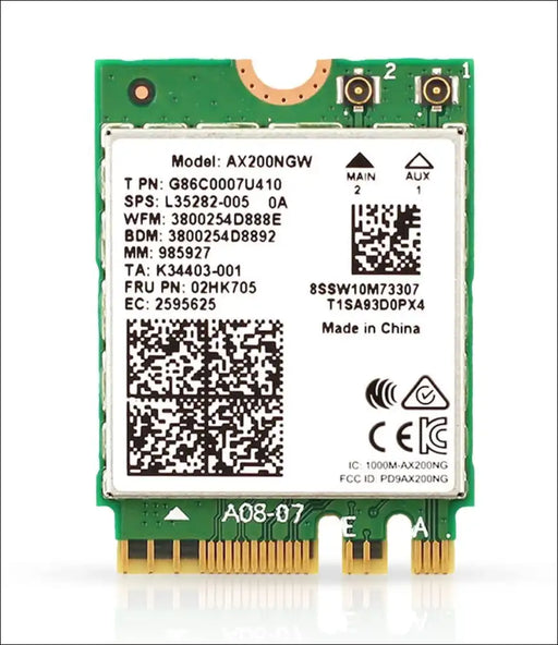 HIGHZER0 ELECTRONICS WIFI 6 CARD AX200NGW, ADAPTER, AX200 WI-FI | DUAL-BAND 802.11AX M.2 FOR PC | UP TO 2.4 GBPS | NO VPRO | SUPPORTS