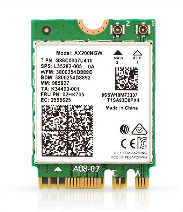 HIGHZER0 ELECTRONICS WIFI 6 CARD AX200NGW, ADAPTER, AX200 WI-FI | DUAL-BAND 802.11AX M.2 FOR PC | UP TO 2.4 GBPS | NO VPRO | SUPPORTS