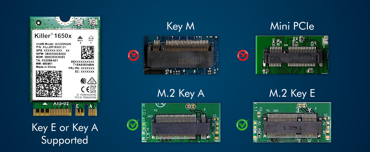 Killer Series für Intel AX1650x Gaming WiFi 6 Upgrade-Adapter | M.2 WiFi-Karte für PCs | 2,4 Gbit/s WiFi | Bluetooth 5.2 kompatibel | Funktioniert mit Intel, AMD, Windows 10 und neuer, Linux