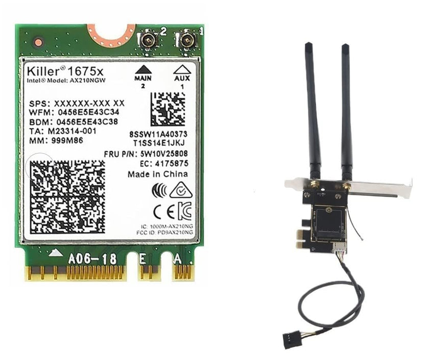 AX1675x Killer Series Desktop Wi-Fi 6E Kit | 2.4 Gbps | Bluetooth 5.3 Support | PCIe x4 | Tri Band 2.4/5/6 GHz No vPro AX210.NGWG.NVX