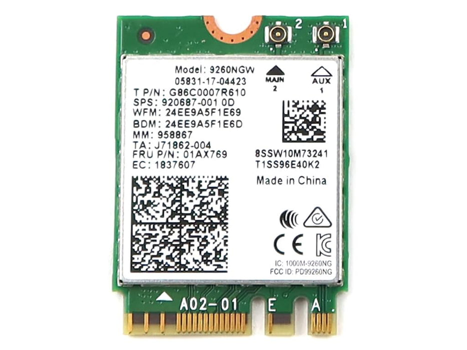 Wireless Card G86C0007R610 Compatible Replacement Spare Part for Intel Wireless-AC 9260 9260NGW M.2 2230 1.73Gbps PCI-Express USB WiFi 5 802.11ac Bluetooth 5.1