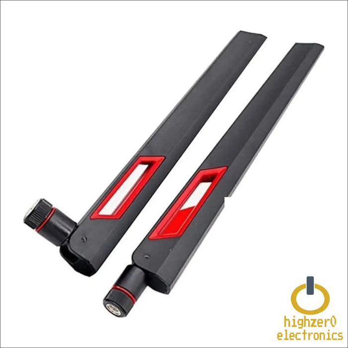 Black and Red 10dBi Dual Band Signal Booster Wi-Fi Antennas (2.4GHz/5GHz-5.8GHz) with SMA Male Connector for Wireless Camera Router Hotspot
