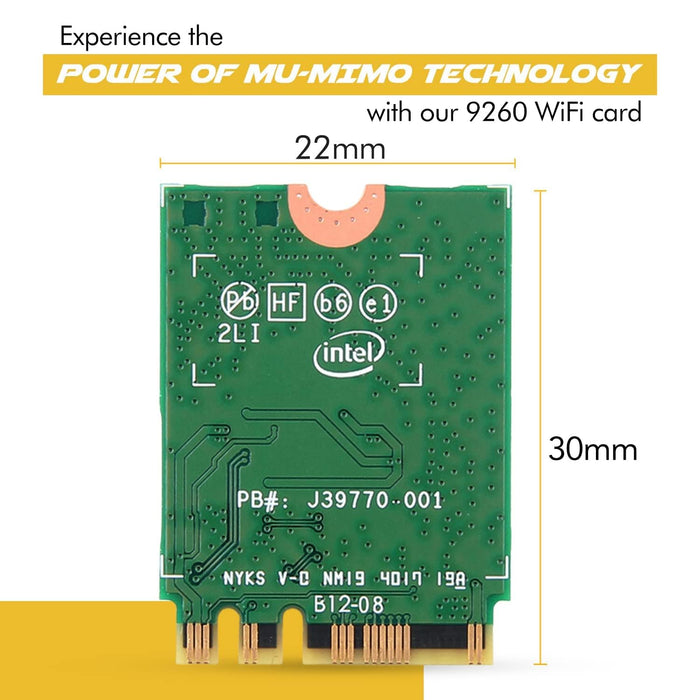 HighZer0 Electronics AC 9260 802.11ac M.2 Bluetooth 5.1 Legacy Network Card | WiFi 5 up to 1.73Gbps, MU-MIMO | Compatible with Intel, AMD, Linux & Windows 10/11 | 9260NGW WiFi Adapter