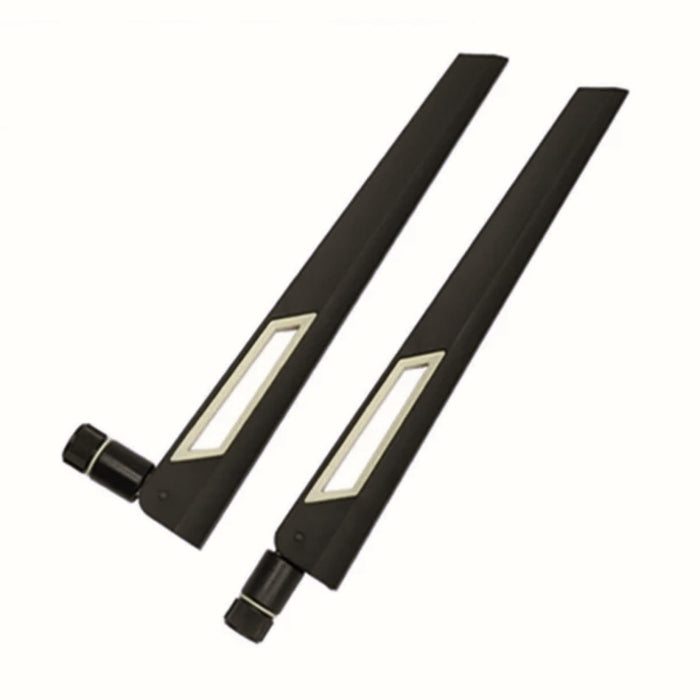 Black and Silver 10dBi Dual Band Signal Booster Wi-Fi Antennas (2.4GHz/5GHz-5.8GHz) with SMA Male Connector for Wireless Camera, Router, Hotspot - 2 Pack