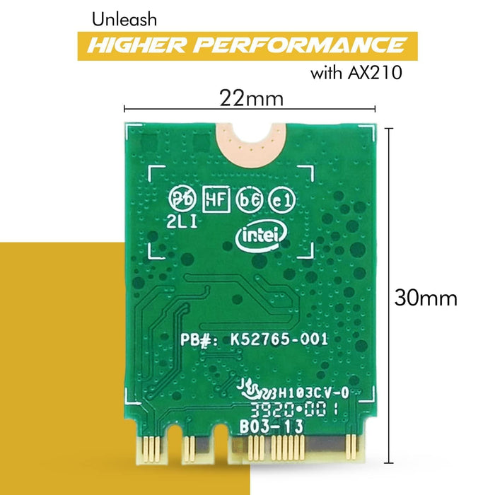 HighZer0 Electronics AX210 WiFi 6E Card | Tri-Band 2.4/5/6 GHz Wi-Fi | Up to 2.4 Gbps | M.2 Wifi Card for PC | No vPro | Supports Bluetooth 5.3 & Intel, AMD, Windows 10/11, Linux | AX210NGW