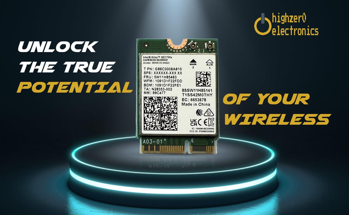 HighZer0 Electronics BE1750x Killer Series Verbesserte BE200 WiFi 7-Karte | Gaming-WiFi-Adapter | M.2 PCIe WiFi-Karte 5,8 Gbit/s 320 MHz 4K QAM | Unterstützt Bluetooth 5.4 und Intel-PC mit Windows 10/11