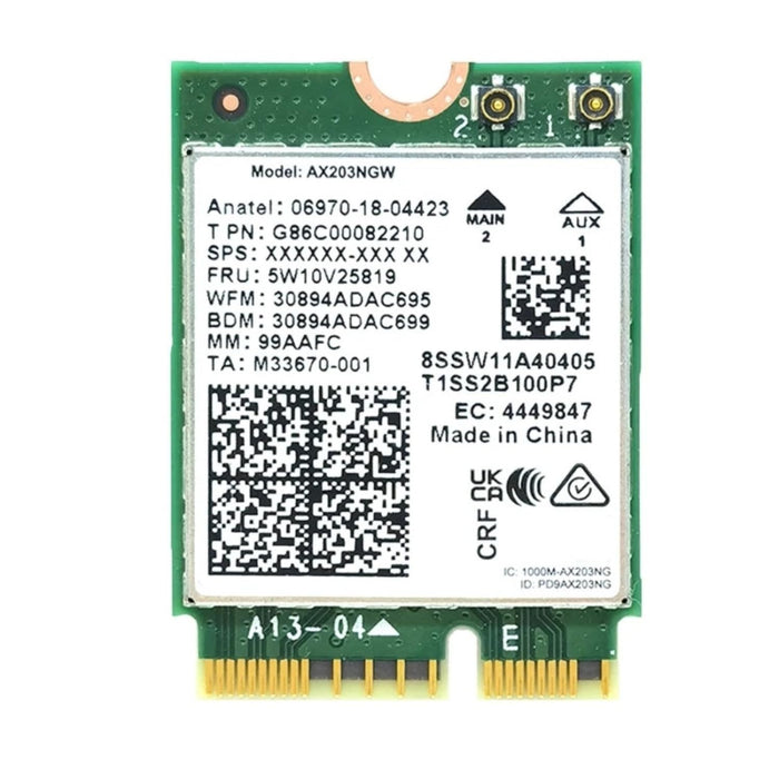 WiFi 6 Adapter for Intel AX203 | Dual Band Up to 1.2 Gbps | CNVio2 M.2 | Bluetooth 5.2 Support | Requires Intel 10th Gen and Above CPUs, Windows 10 & 11, Linux | AX203NGW