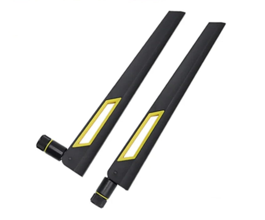 Black and Gold 10dBi Dual Band Signal Booster Wi-Fi Antennas (2.4GHz/5GHz-5.8GHz) with SMA Male Connector for Wireless Camera, Router, Hotspot - 2 Pack