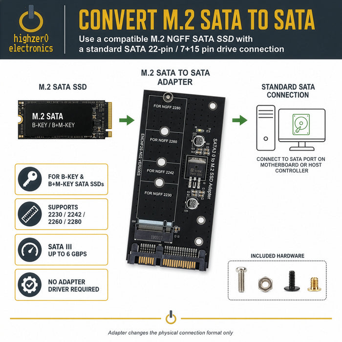 Adaptador NGFF M.2 M2 SATA3 Raiser M.2 a SATA, adaptador SSD M2 a tarjeta de expansión SATA, soporte de llave B 30/42/60/80mm