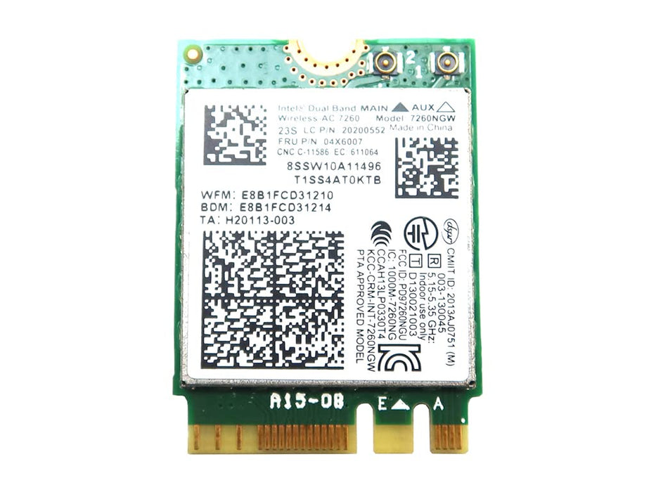 Intel Dual Band Wireless-AC 7260 7260 WiFi + Bluetooth 4.0 Combo card For Lenovo N20 Chr omebook, FRU 04X6007 20200552 T440 T440S T440P X230S X240 X240S L440 W540 WLAN