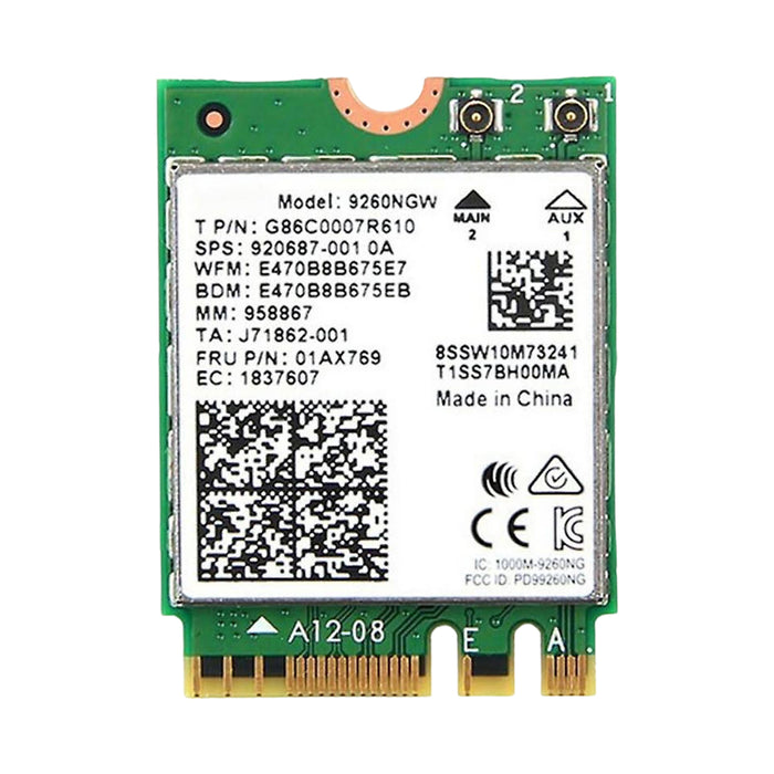 Legacy M.2 WiFi-Karte für Intel AC 9260 mit Bluetooth 5.1 | Bis zu 1,73 Gbit/s, MU-MIMO, WiFi 5 | Funktioniert mit Intel, AMD, Linux und Windows 10/11 | Kein vPro | Modell 9260NGW WiFi-Adapter