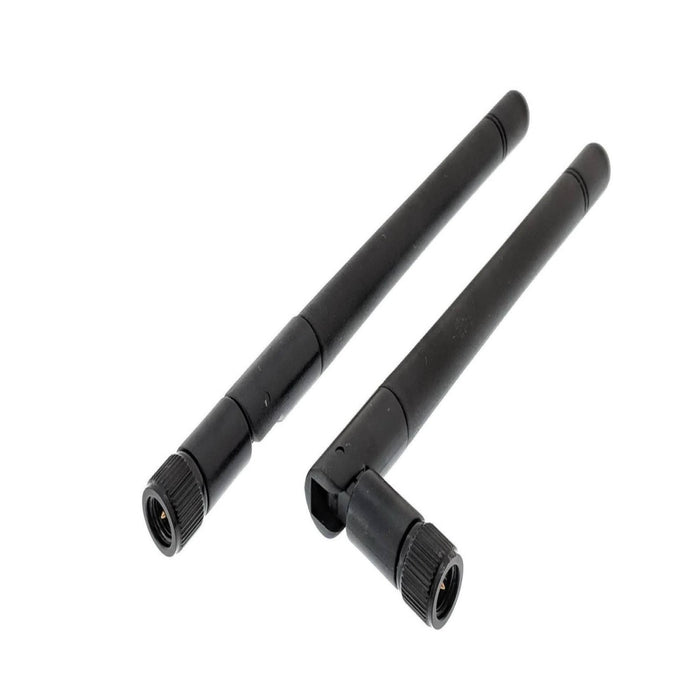 Black 3dBi Dual Band Signal Booster Mini Wi-Fi Antennas (2.4GHz/5GHz-5.8GHz) with SMA Male Connector for Wireless Camera, Router, Hotspot - 2 Pack