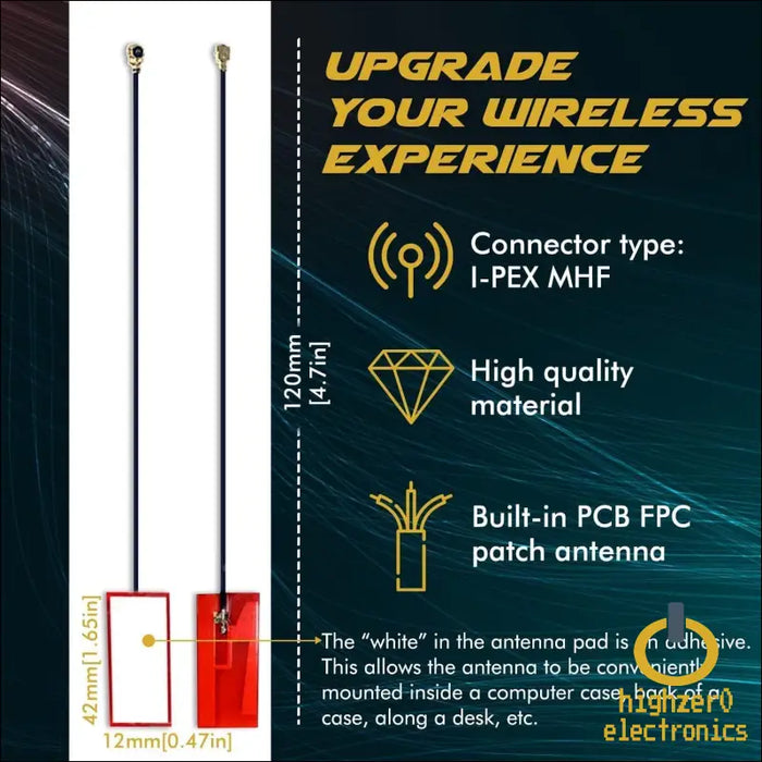 Set of 2x 15cm (6in) I-pex Mhf (ipex1) 2.4 Ghz 5 Antenna High Gain for Wifi & 6 Adapters Laptops Notebooks Desktops