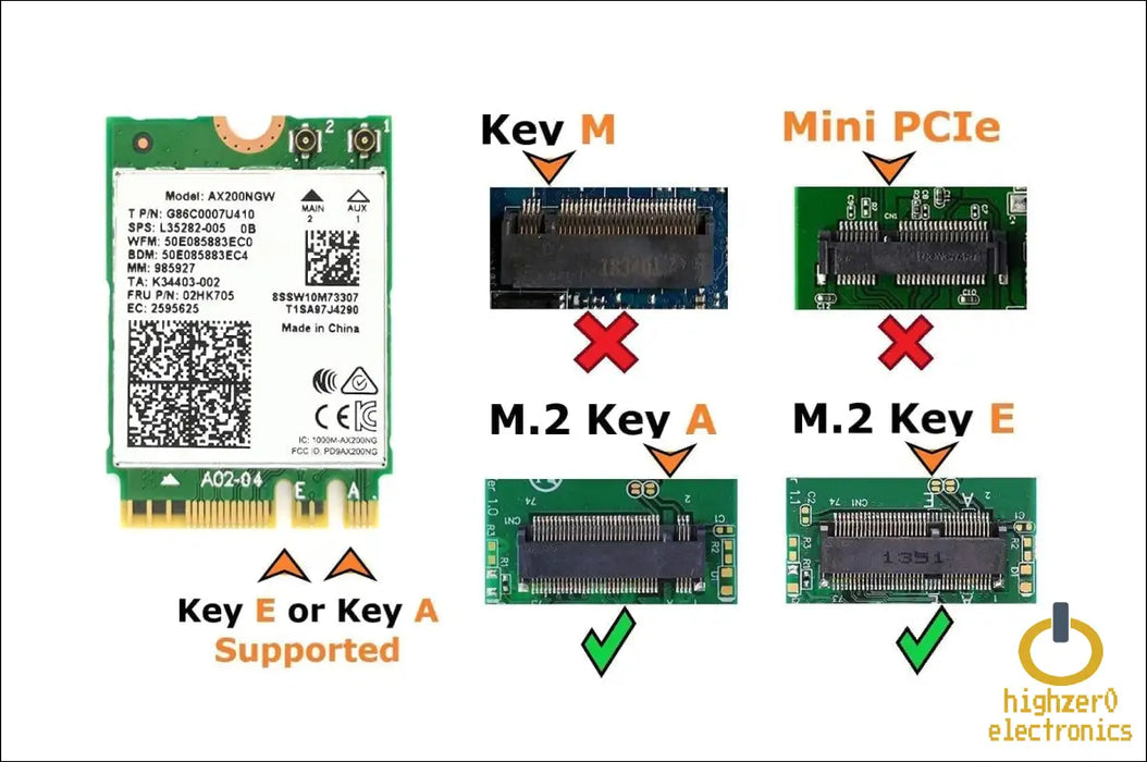 Highzer0 Electronics Ax200 Wifi 6 Adapter | Dual-band 802.11ax M.2 Wifi Card for Pc | Up to 2.4 Gbps | no Vpro | Supports Bluetooth 5.2 &